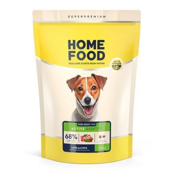 Низькозерновий сухий корм HOME FOOD для активних дорослих собак і юніорів малих порід Ягнятина та рис, 1.6 кг