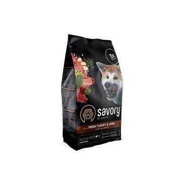 Корм сухий Savory Large Breeds rich in Fresh Turkey & Lamb для дорослих собак великих порід від 25 кг зі свіжим ягням та інд