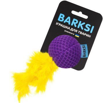 Іграшка для Котів Barksi М'яч з дзвіночком та пір'ям 5 см Фіолетова (3439)