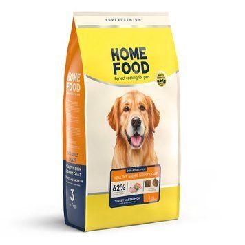 Сухий корм HOME FOOD здорова шкіра та блиск шерсті для дорослих собак великих порід Індичка та лосось, 3 кг