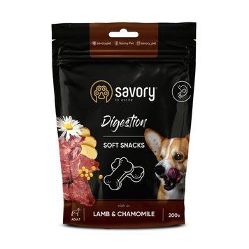 М&rsquo;які ласощі Savory Digestion Lamb and Chamomile для собак усіх порід для покращення травлення з ягням та ромашкою 200 г