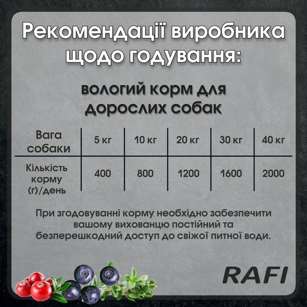 Консерва для дорослих собак Dolina Noteci RAFI паштет перепілка, лохина і журавлина
