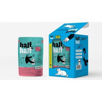 Набір вологих кормів Half&Half "5+1" Beef in Gravy for Adult Dogs для дорослих собак шматочки в соусі з яловичиною паучі 6 ш