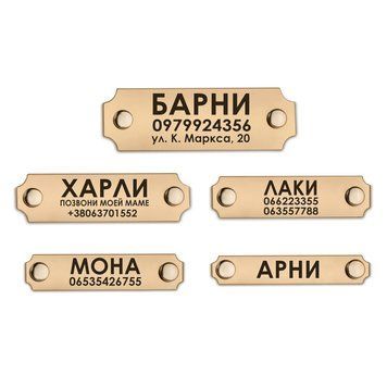 Адресник для Собак BronzeDog Позолота на Заклепках S(91283)