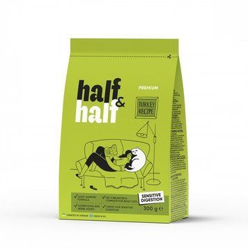 Корм сухий HalfHalf для котів із чутливим травленям з індичкою 300 г