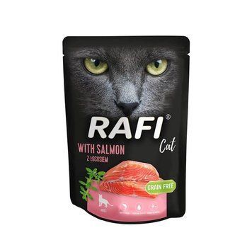Вологий корм для дорослих котів Dolina Noteci RAFI cat пауч з лососем, 300 г