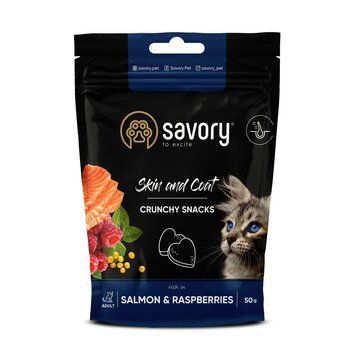 Хрусткі ласощі Savory для здоров&rsquo;я шкіри та шерсті, лосось і малина
