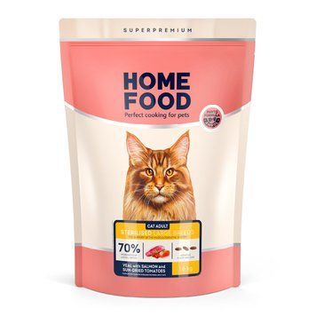 Сухий корм HOME FOOD для опорно-рухового апарату стерилізованих котів великих порід Телятина з лососем, 1.6 кг