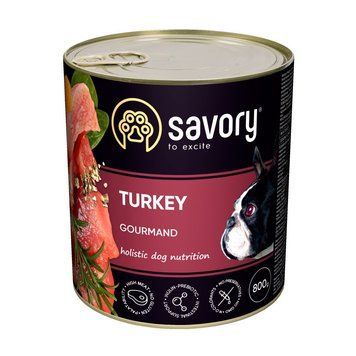 Корм вологий Savory Dog Gourmand Turkey паштет для дорослих собак усіх порід з індичкою 800 г